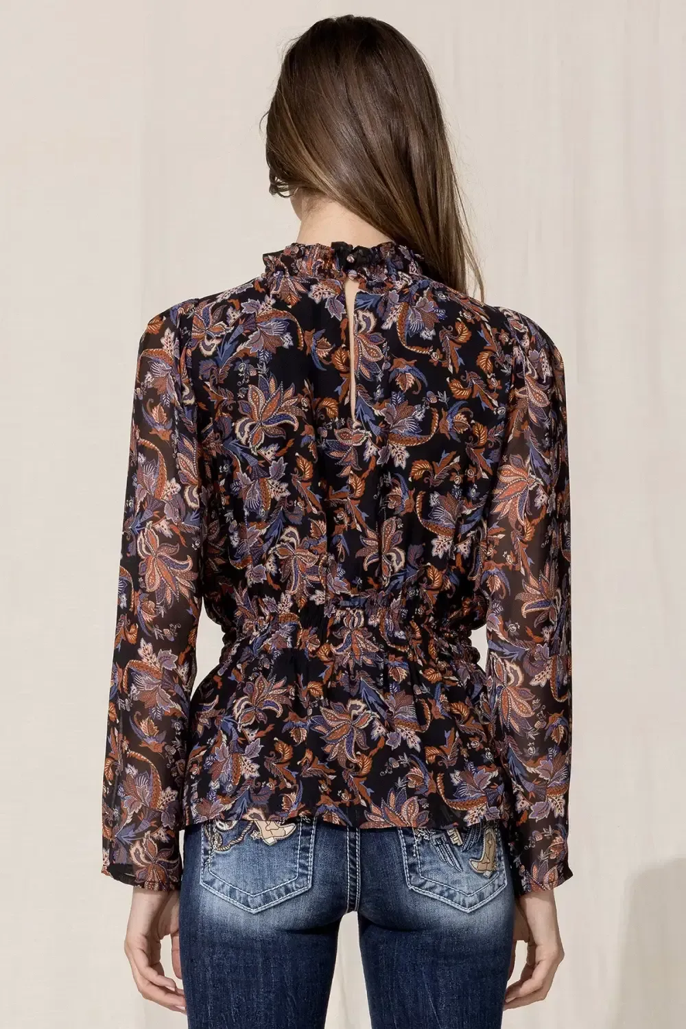 Paisley Chiffon Smock Blouse