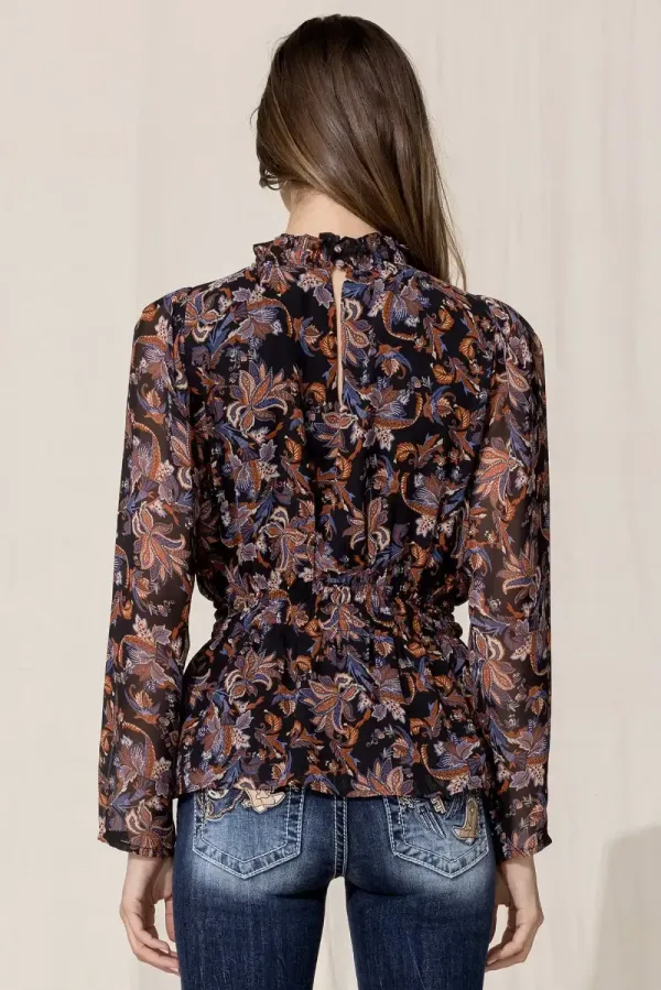 Paisley Chiffon Smock Blouse