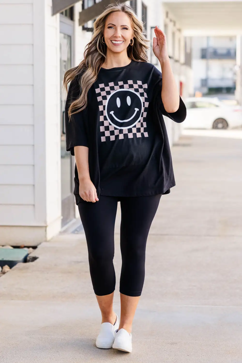 Only Smiles Boyfriend Tee, Black