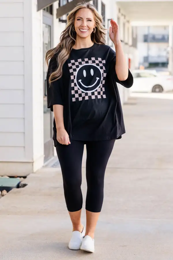 Only Smiles Boyfriend Tee, Black