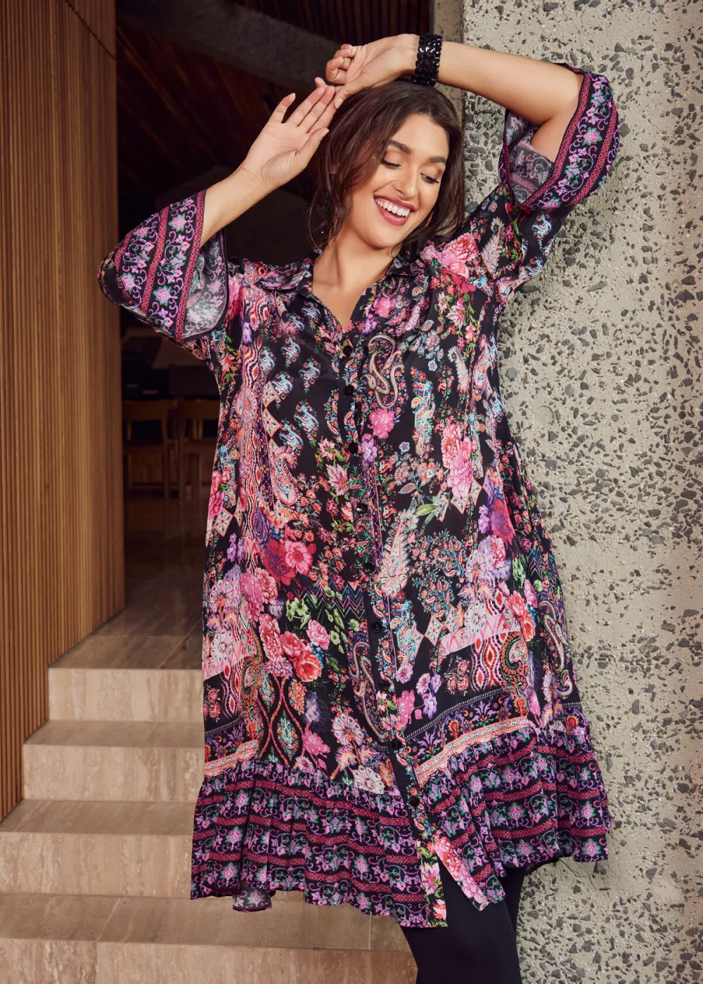 Natural Winter Garden Shirt Dress