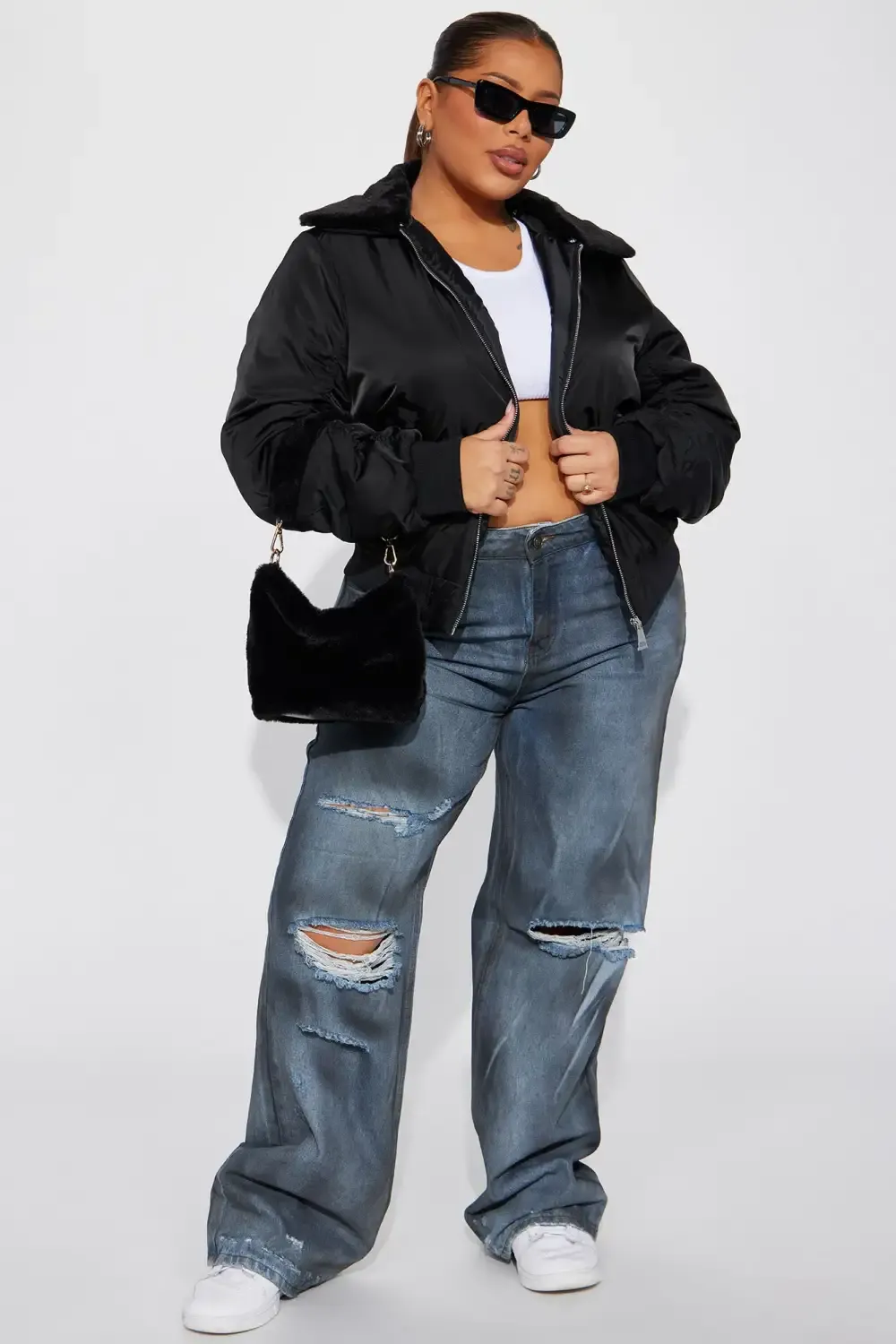 Let It Go Bomber Jacket - Black