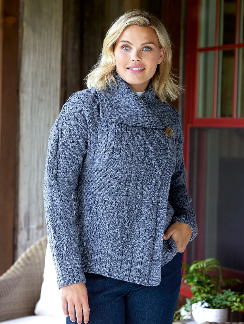 Women's Irish Wool Asymmetrical Cardigan