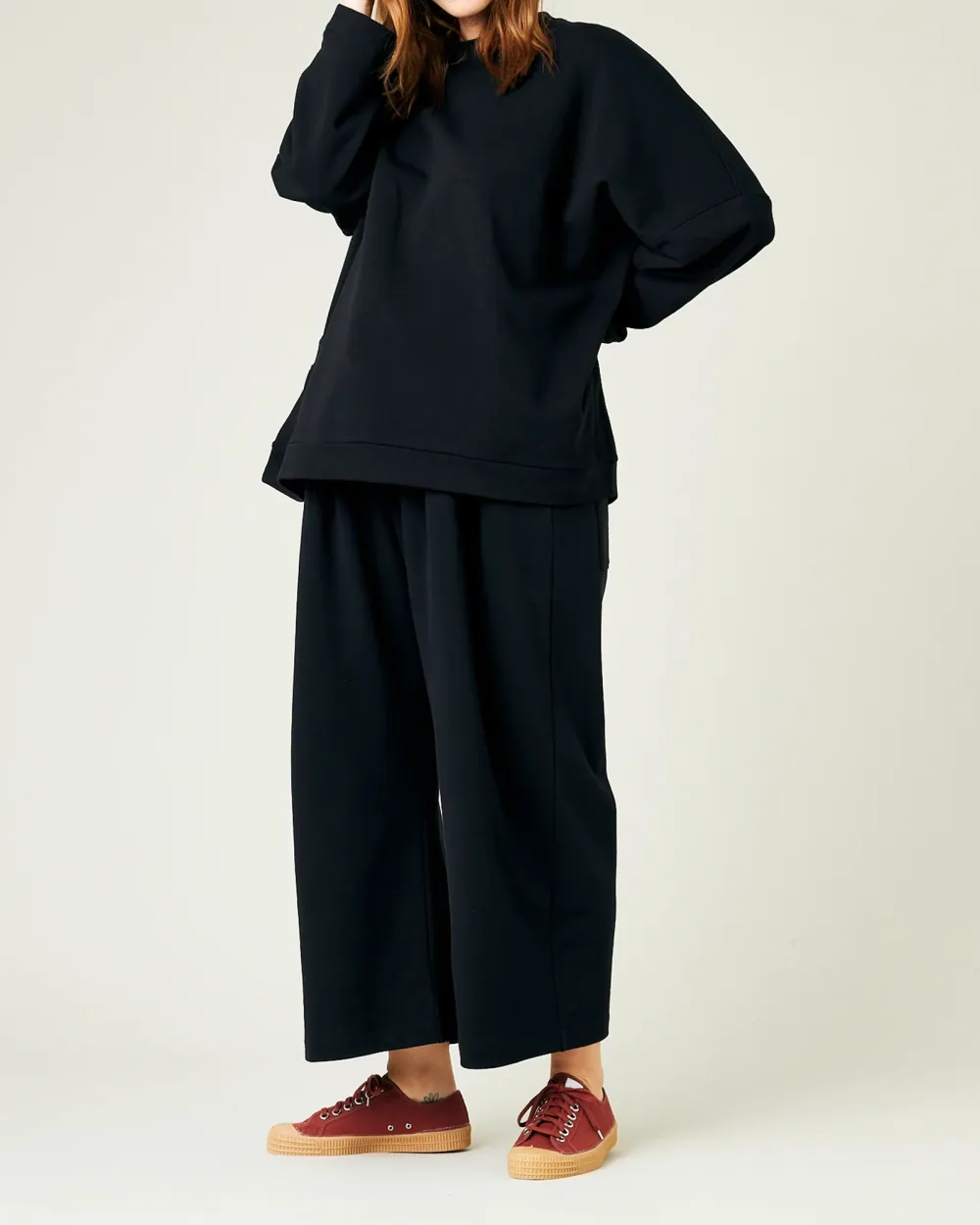BLACK COTTON JERSEY TOP