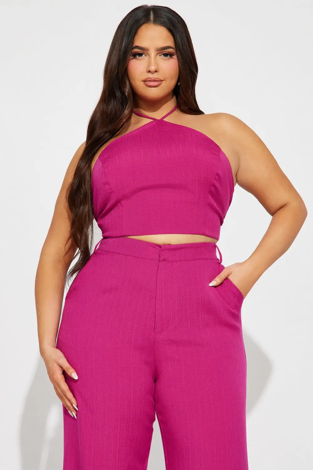 Sunset Views Linen Pant Set 33 - Magenta