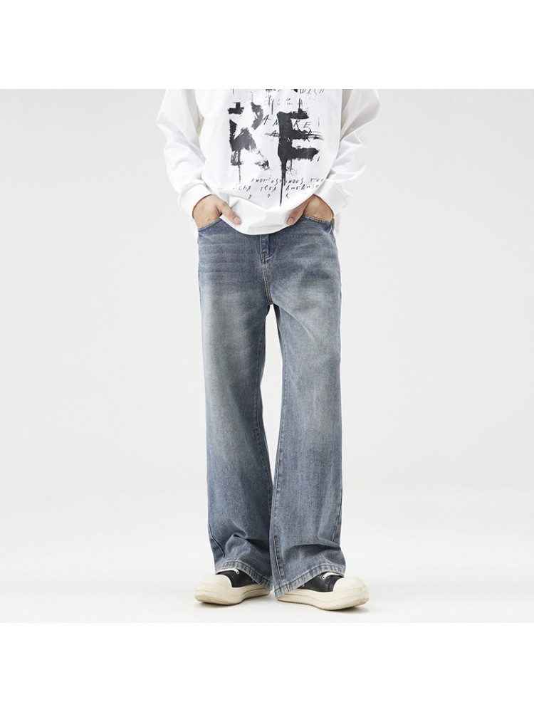 Washed Mid-rise Baggy Men's Jeans