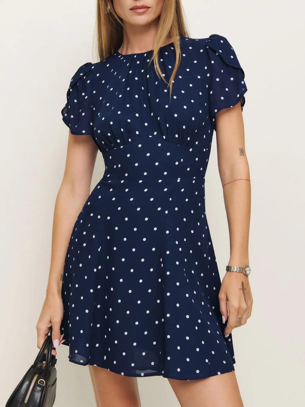 Polka Dot Puff Sleeve Mini Dress