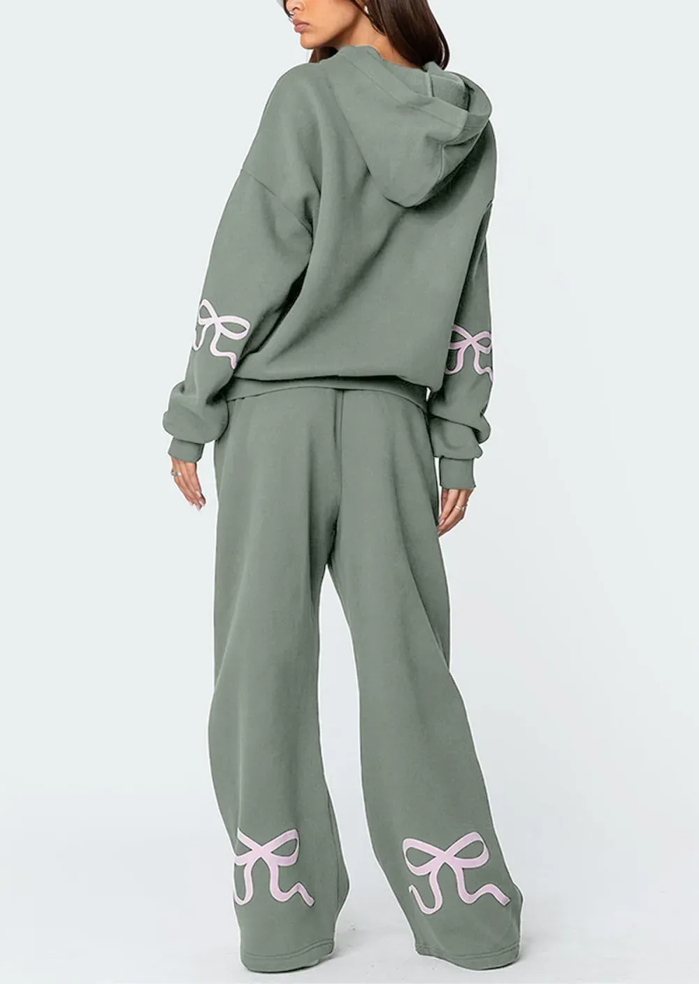 Hot Sale 90% OFF - Women's Bow Detail Hoodie Sweat Set