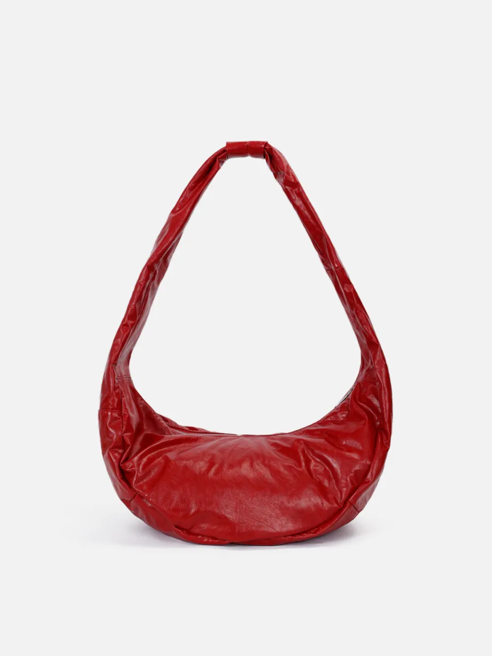 Red Faux Leather Diagonal Bag
