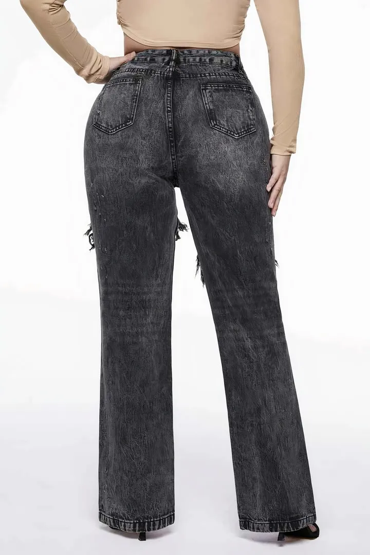 90s Vintage Cut Out High Waist Straight Leg Baggy Jeans
