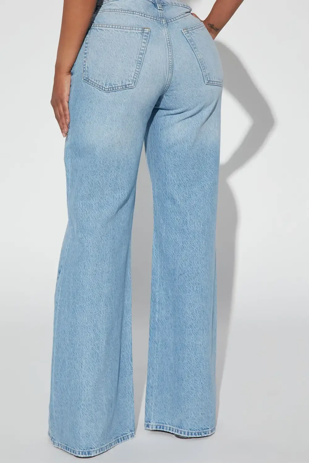Meant To Be Non Stretch Wide Leg Jeans - Light Blue Wash