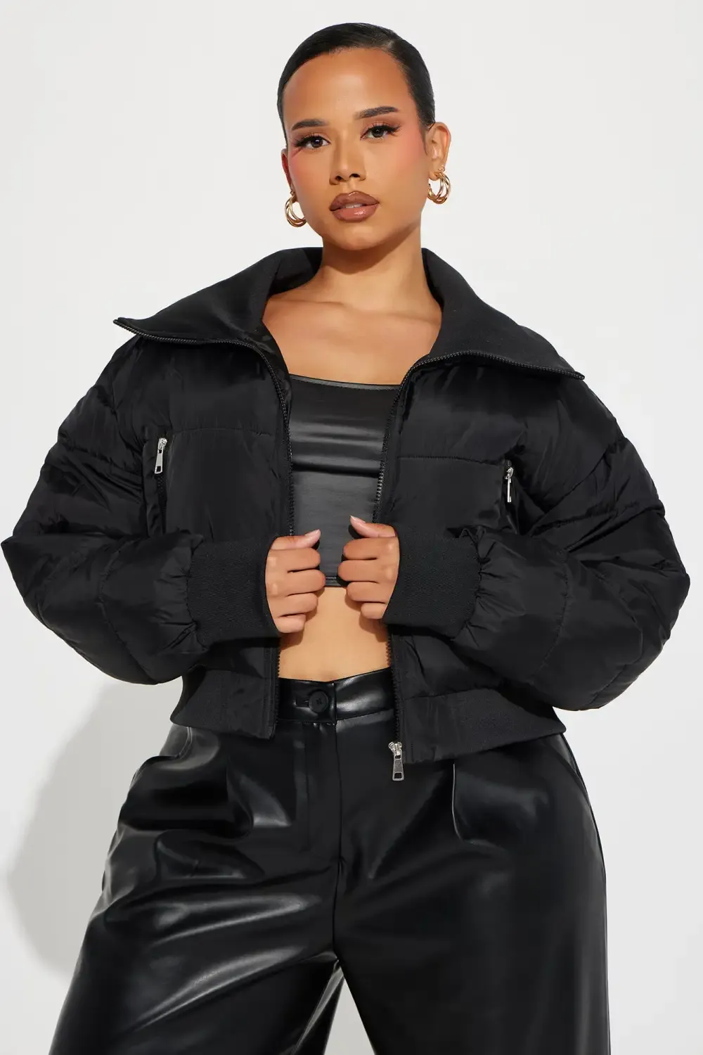 One Wish Only Puffer Jacket - Black