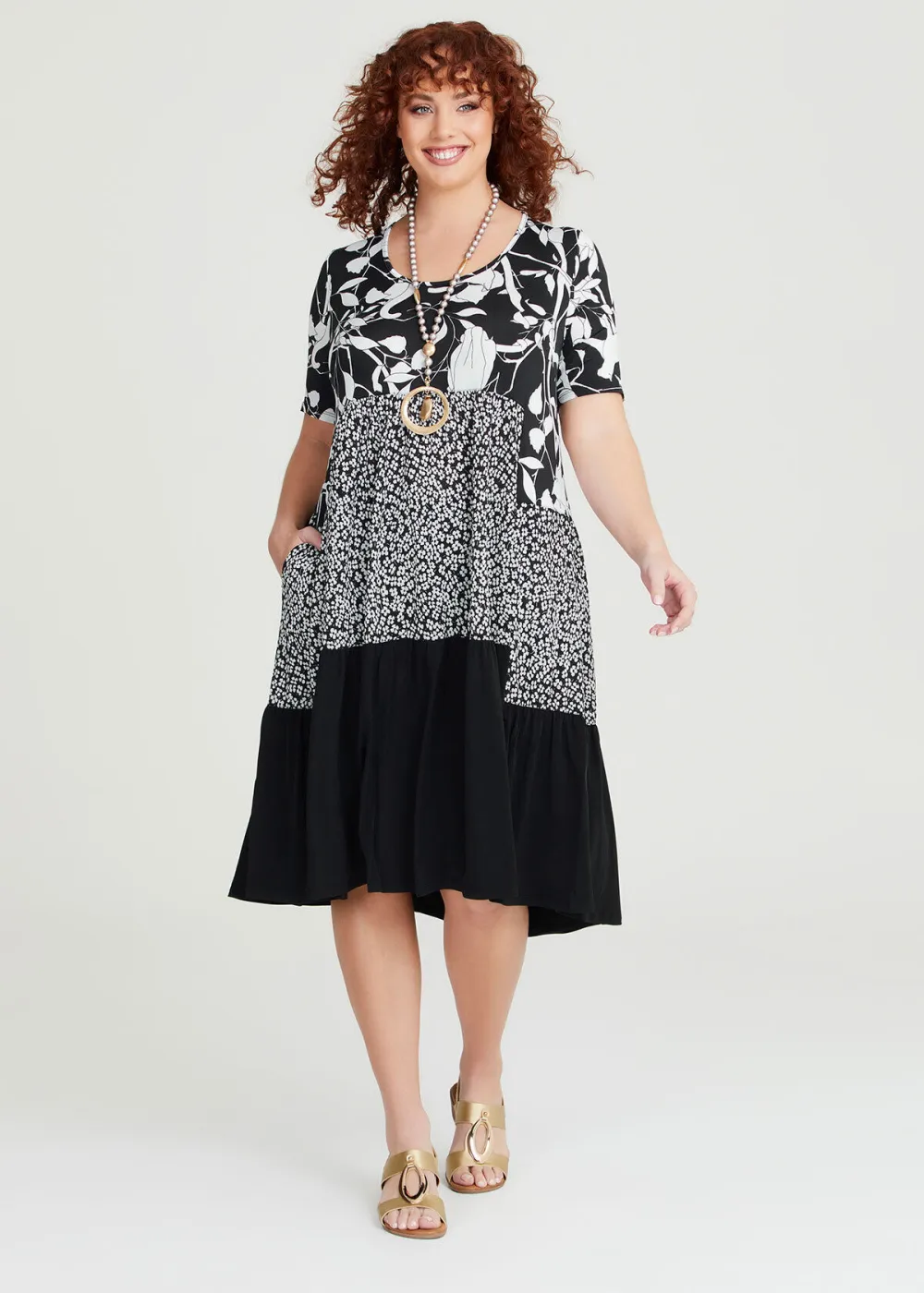 Cat & Floral Tier Dress