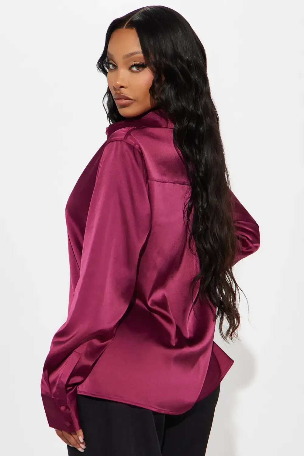 Another Workday Satin Shirt - Wine