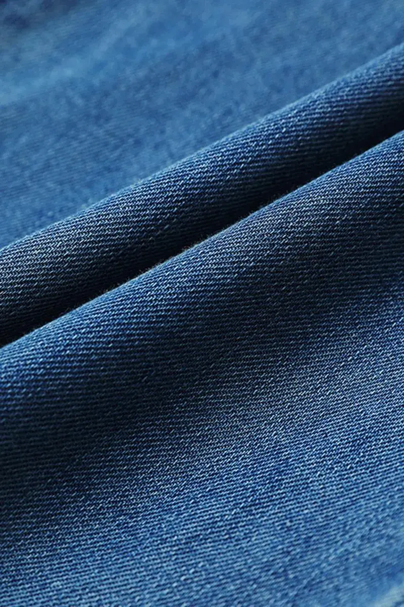 Wash Pleated Detail Wide Leg High Rise Jeans