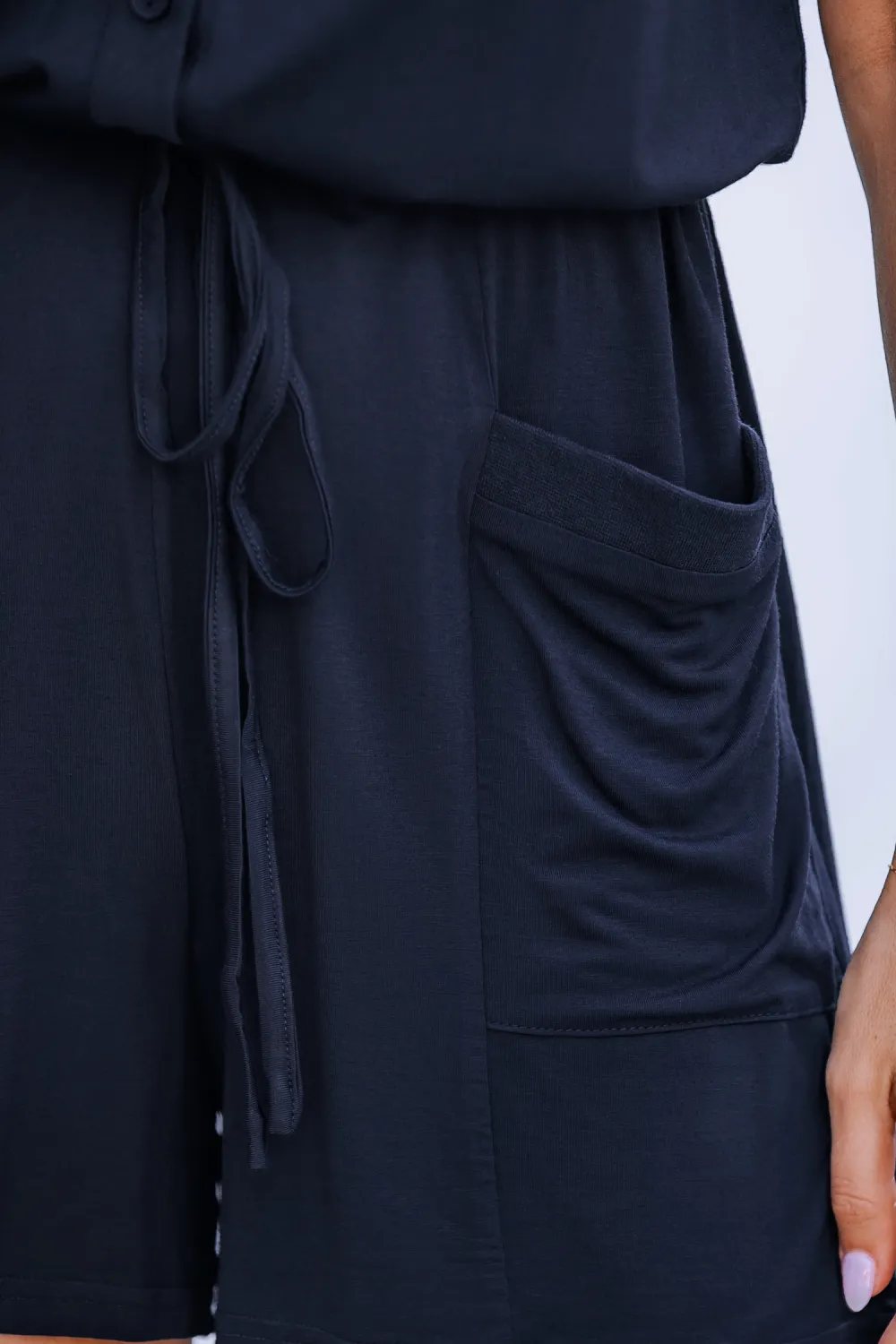 Navy Sleeveless Straight Leg Romper