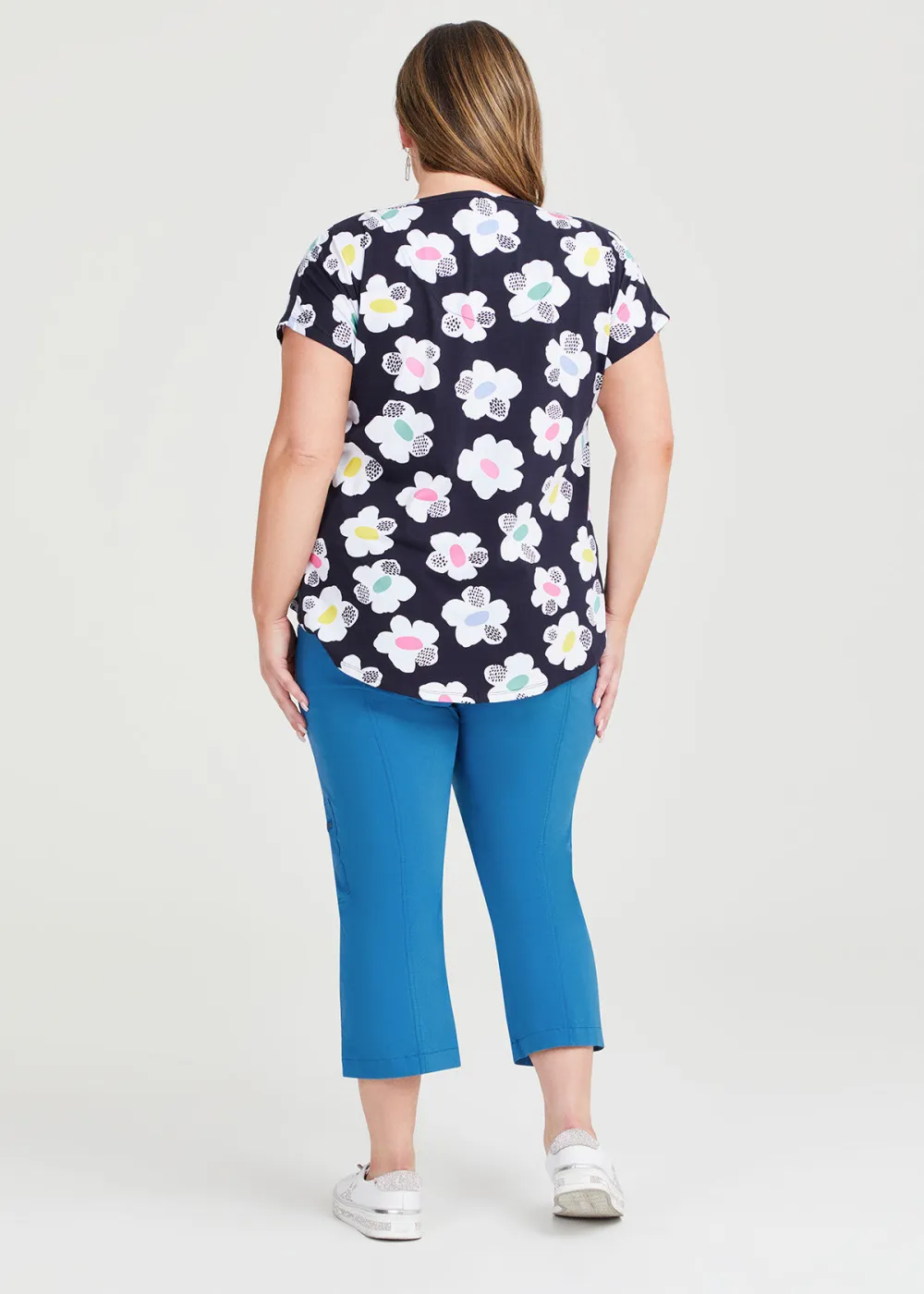 Cotton Scoop Neck Flower Top