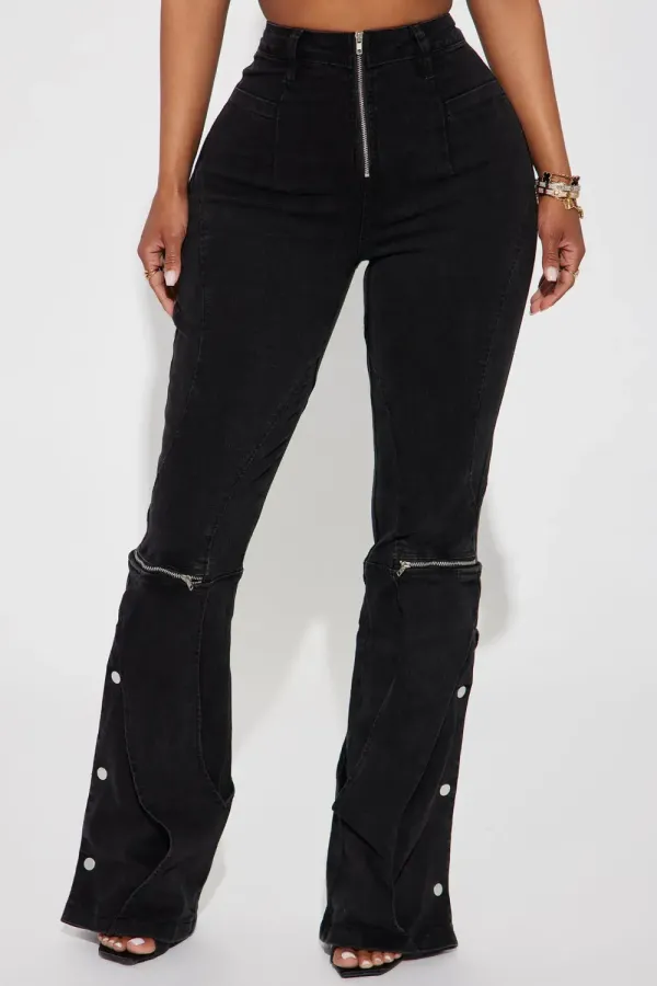 Paloma Stretch Wide Leg Jeans - Black Wash