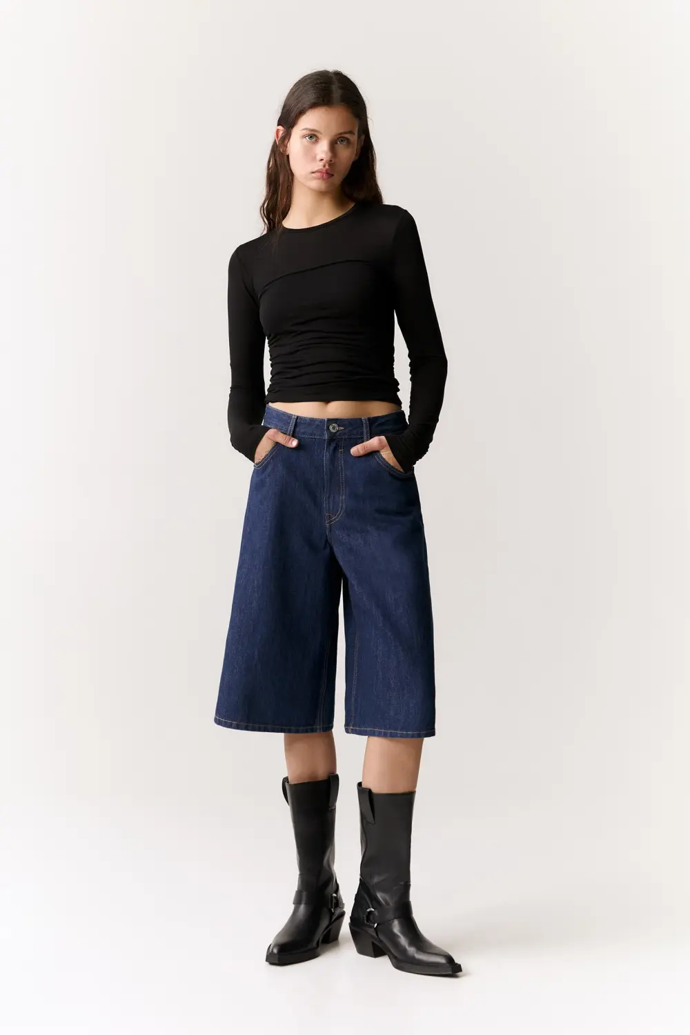 Long sleeve draped T-shirt
