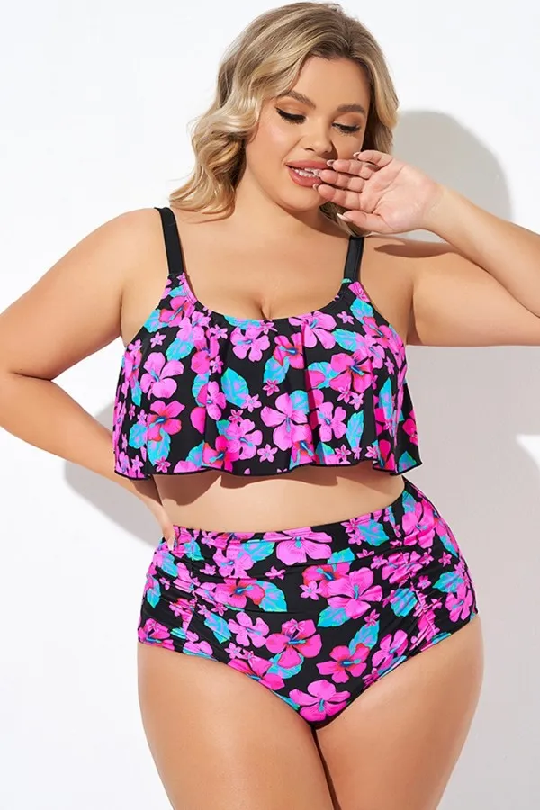 Black Sexy Scoop Neck High Waist Bikini Set