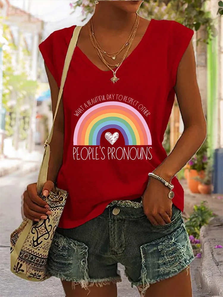 Women's Gay Day What A Beautiful Day To Respect Other People'S Pronouns V-neck Vest