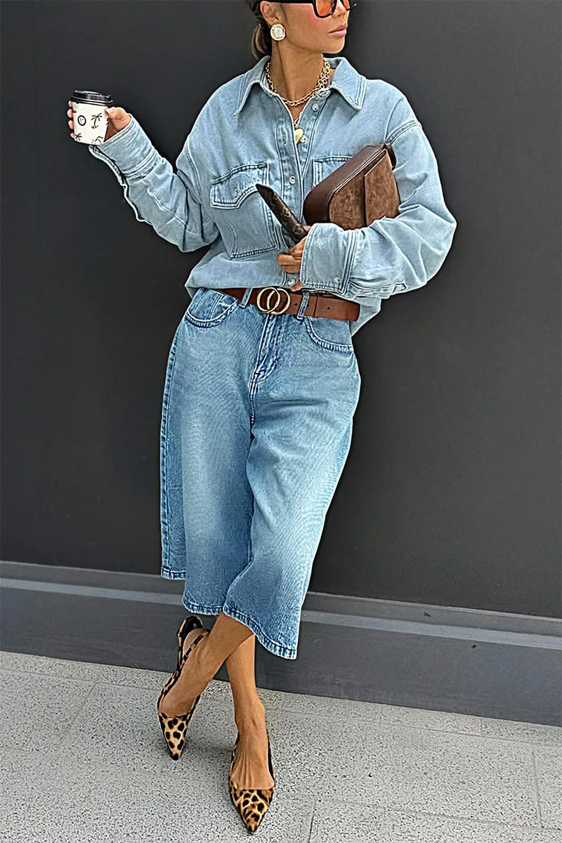 Wash High Waist Straight Leg Capri Jeans Without Belt