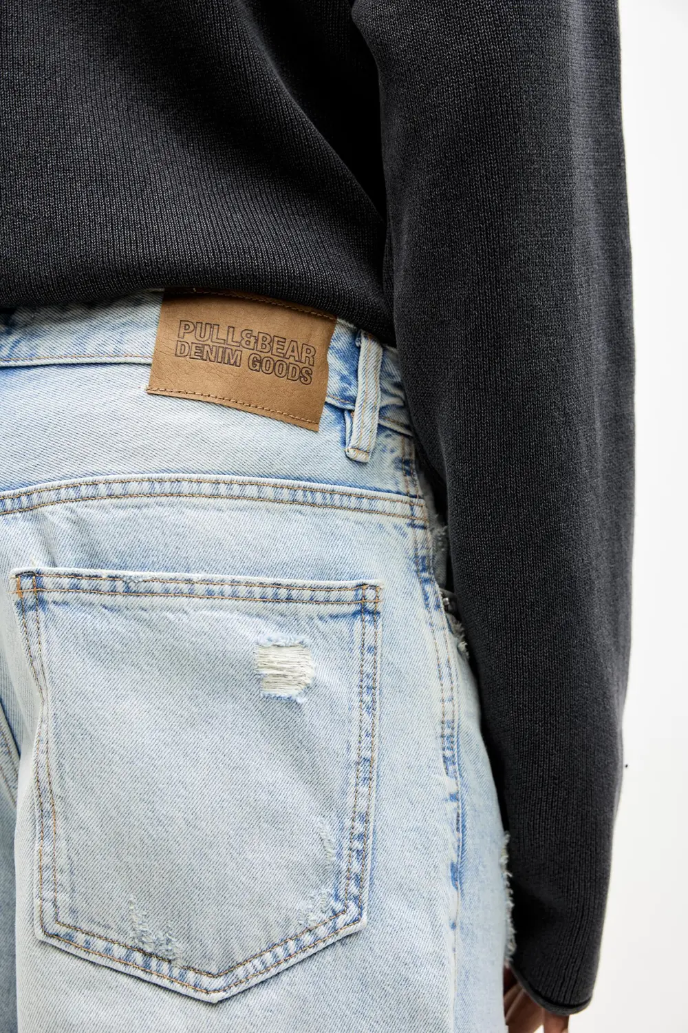 Ripped denim Bermuda shorts
