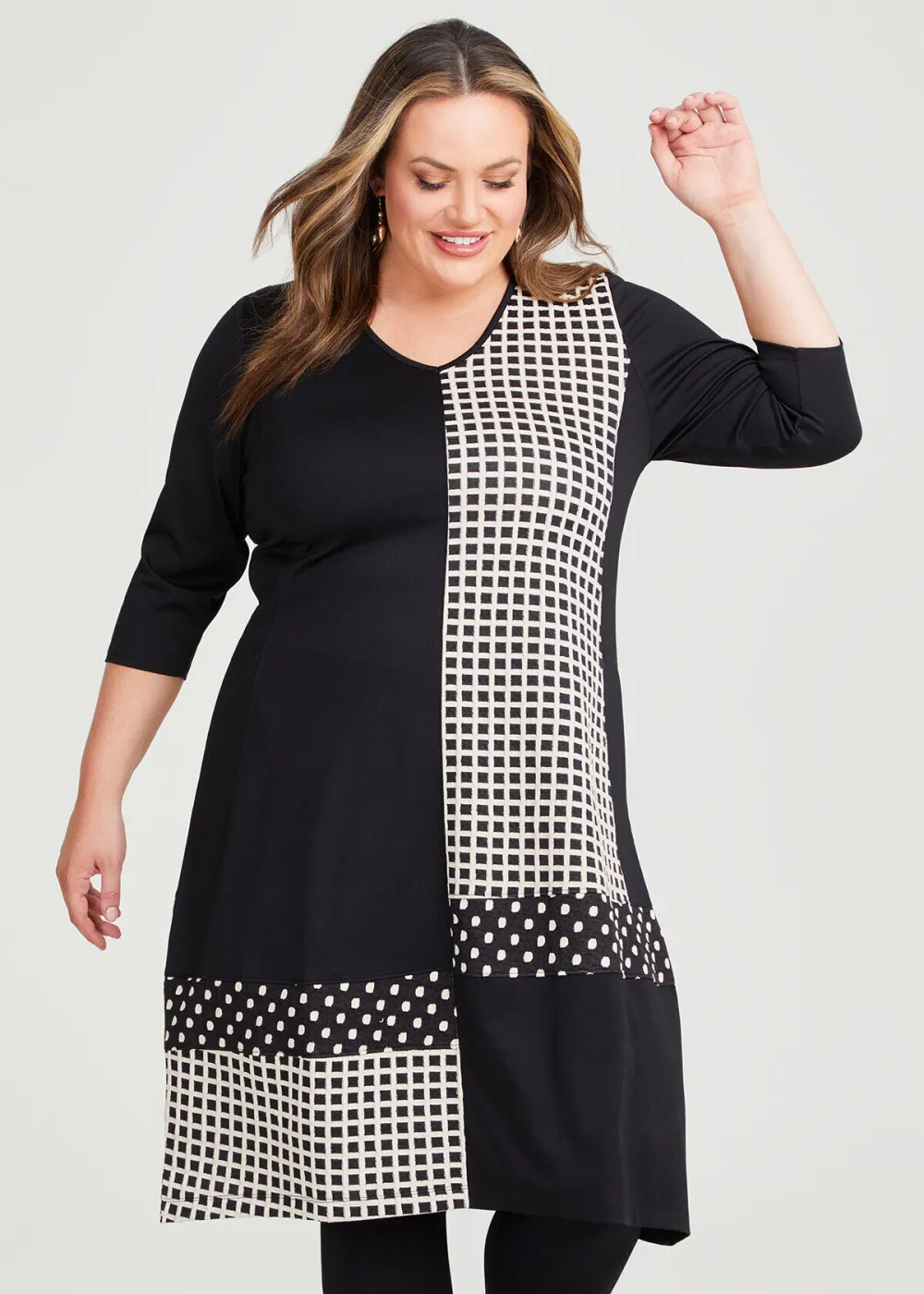 Spliced Jacquard Dress