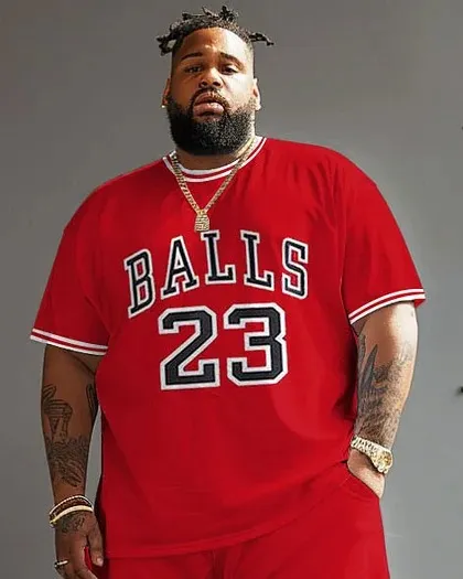 Men'S Big & Tall Basketball Print No. 23 T-Shirt Shorts Set