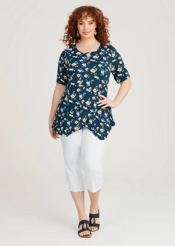 Printed Keyhole Taylor Top