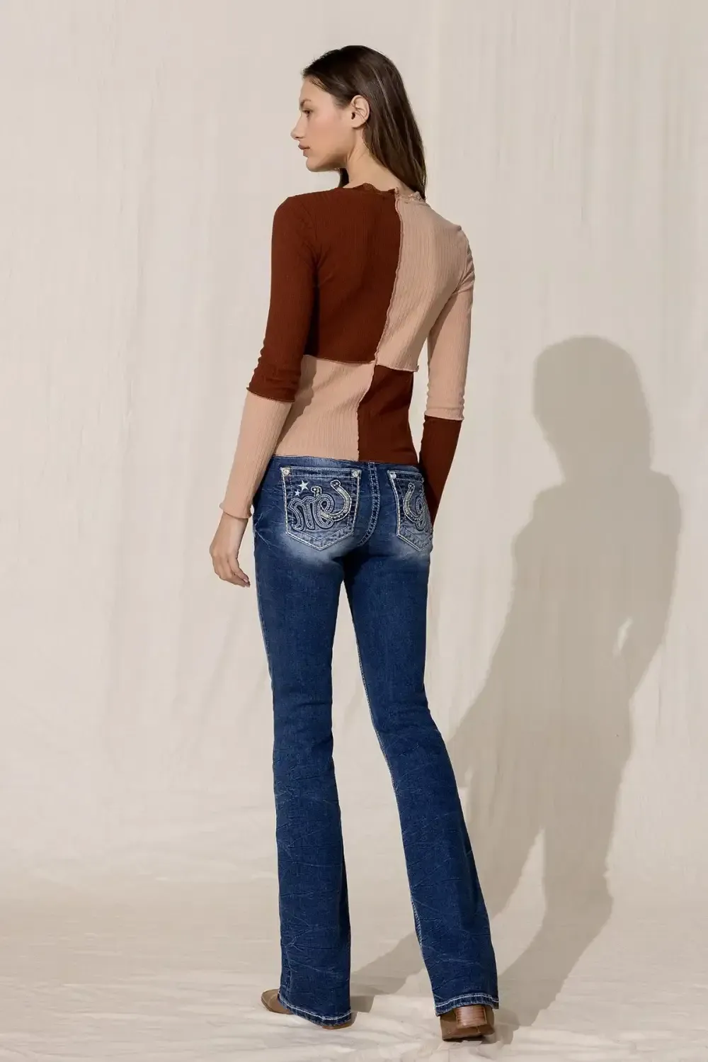 Multi Brown Color Block Top