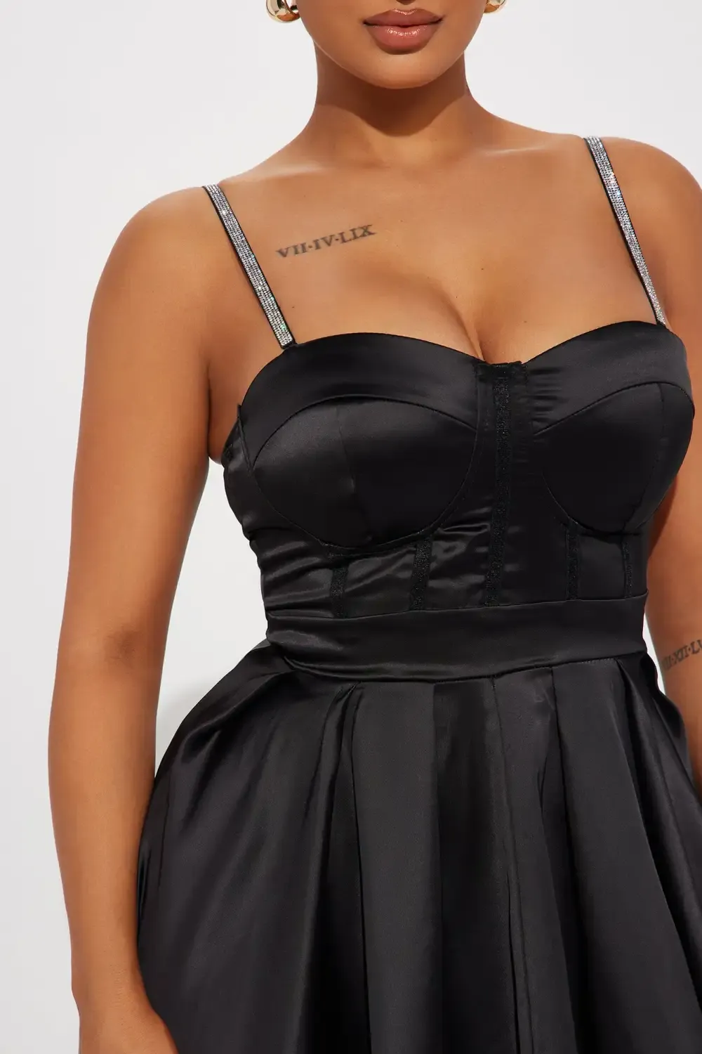 Diandra Satin Midi Dress - Black