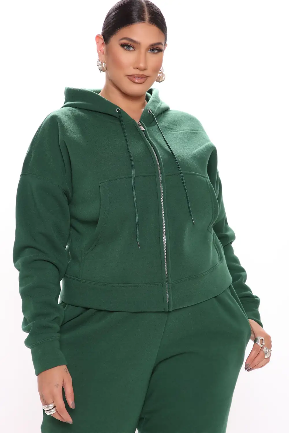 I Got This Zip Up Jacket And Jogger Set - Hunter