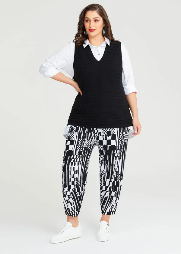 Mixed Rib Knit Cotton Vest