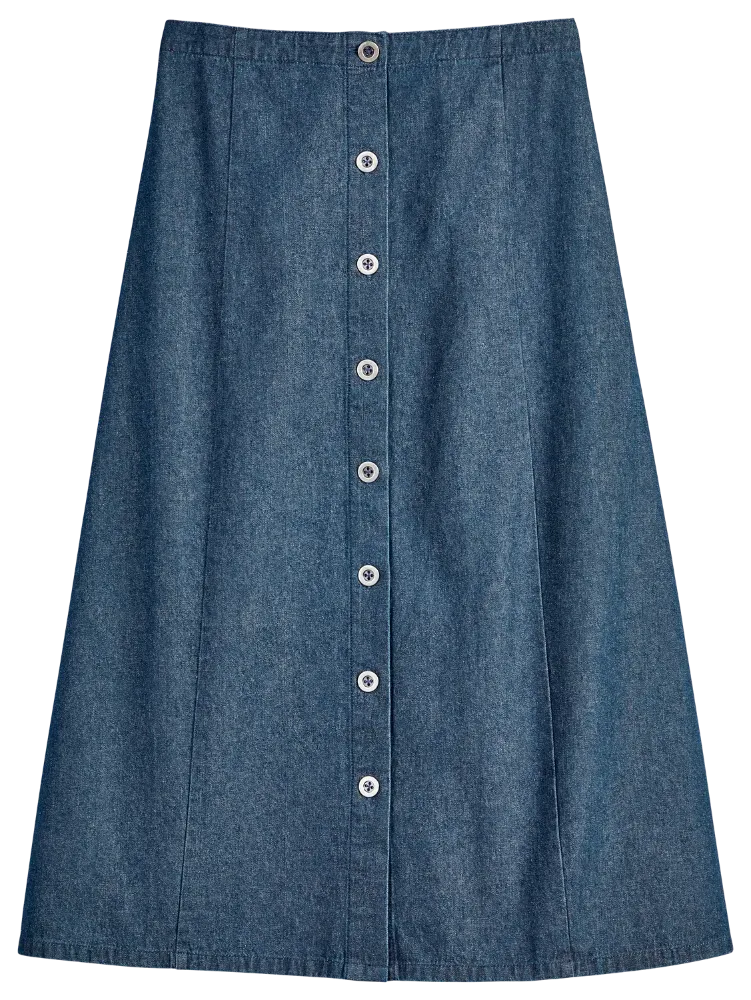 Classic Cotton Denim Eight-Gore Skirt