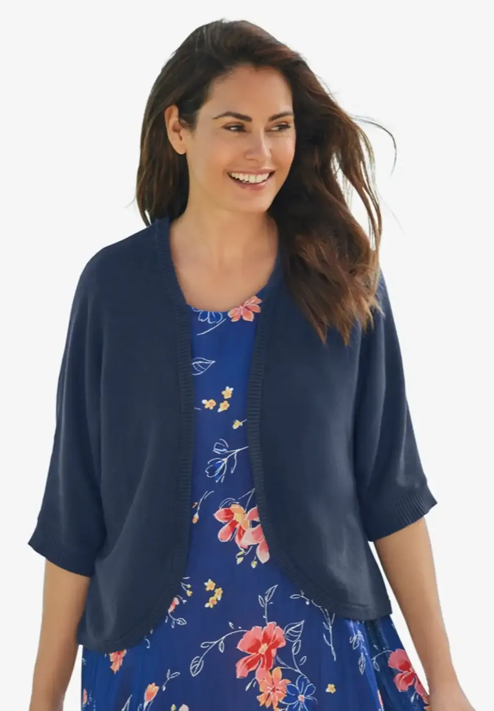 Rib Trim Cardigan Shrug