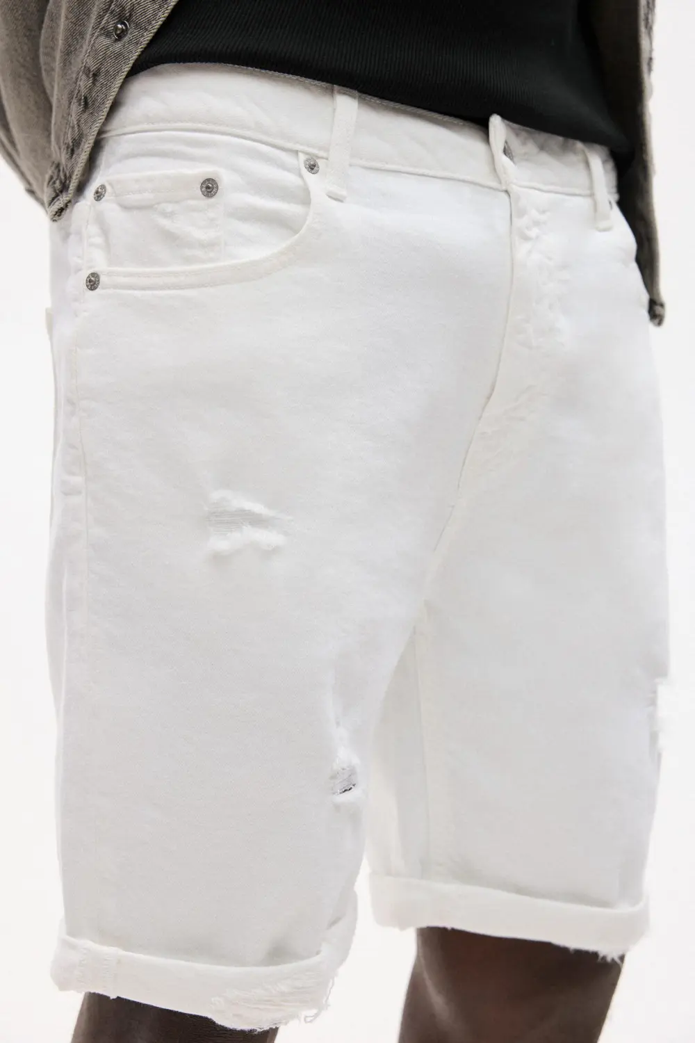 Ripped denim Bermuda shorts