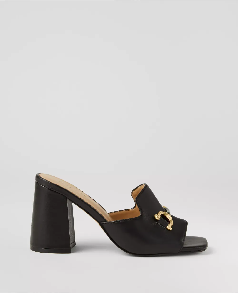 Horsebit Leather Block Heel Sandals