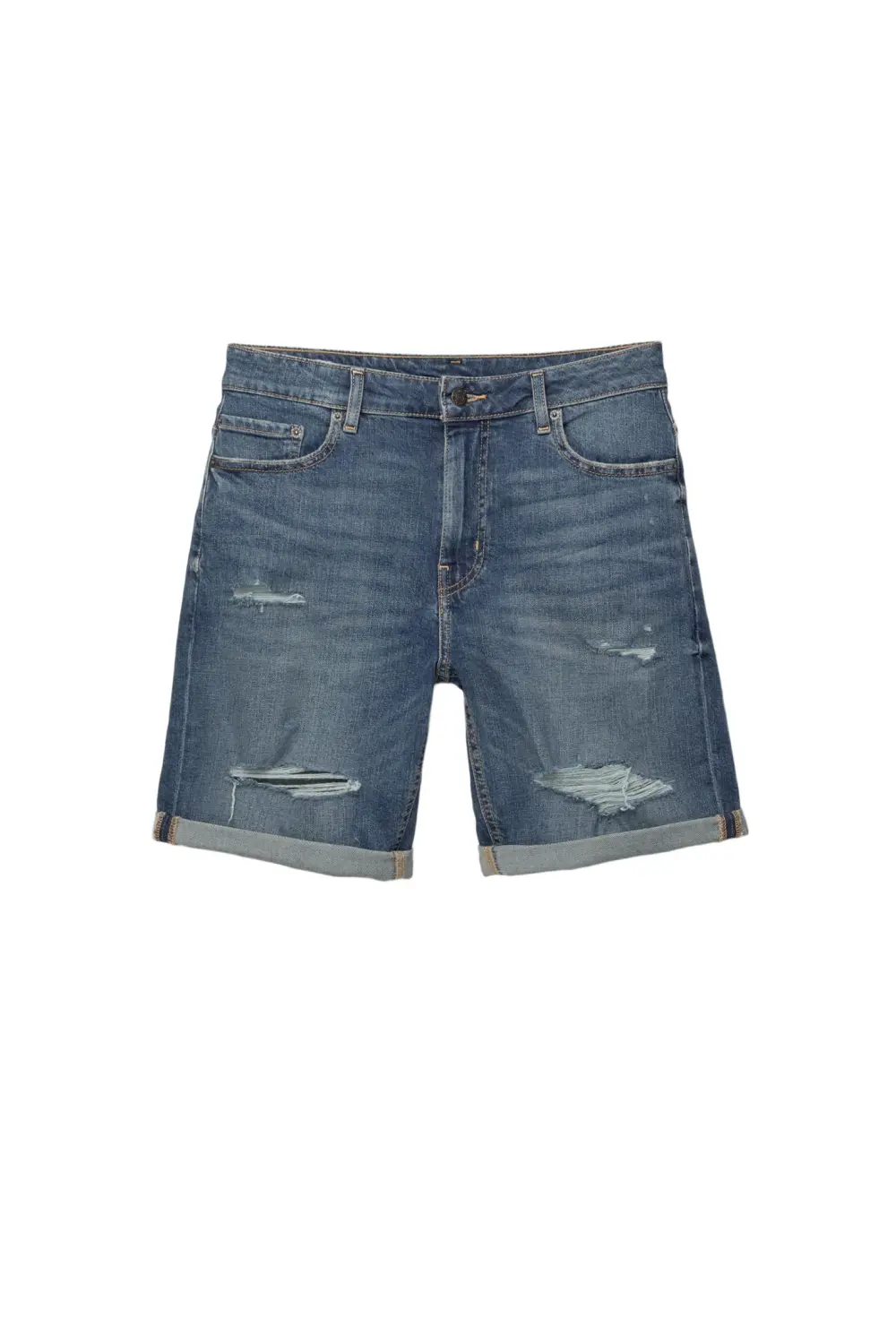 Ripped denim Bermuda shorts