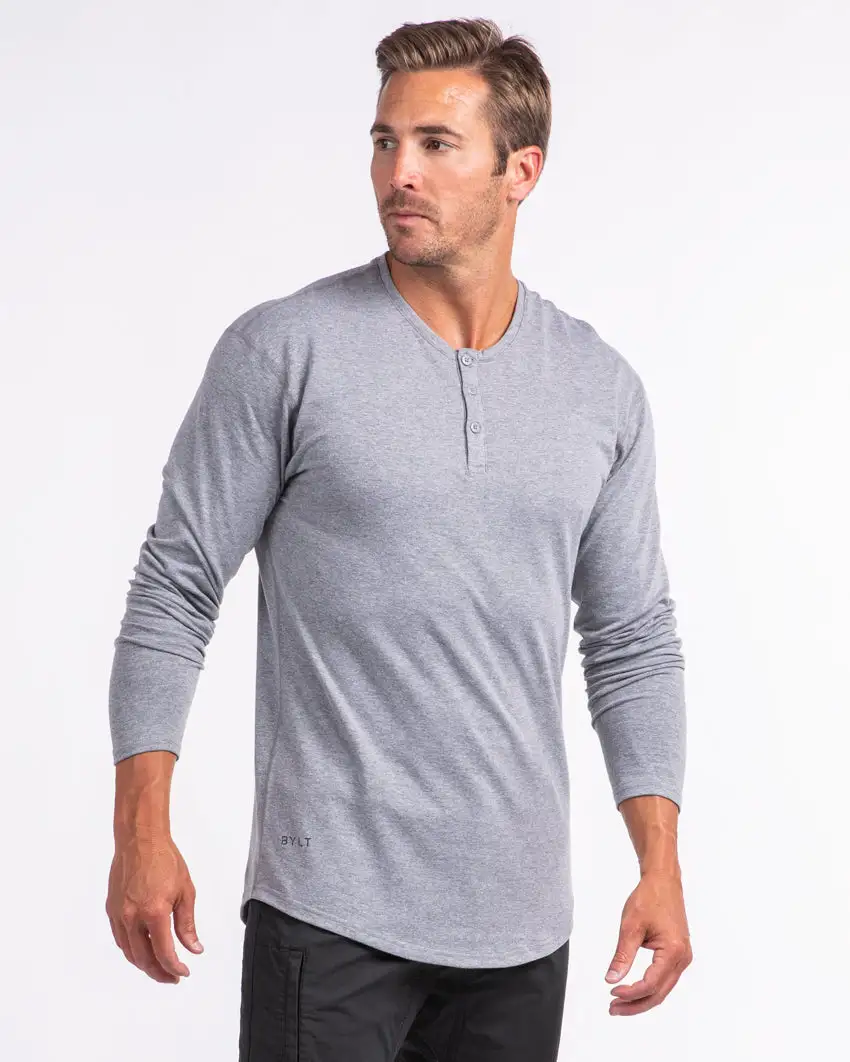 Henley Drop-Cut Long Sleeve: Lux