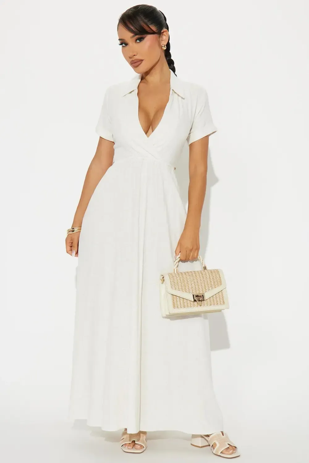 Linen Maxi Shirt Dress - Oatmeal
