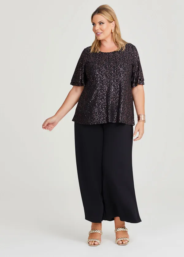 Anna Foil Printed Evening Top