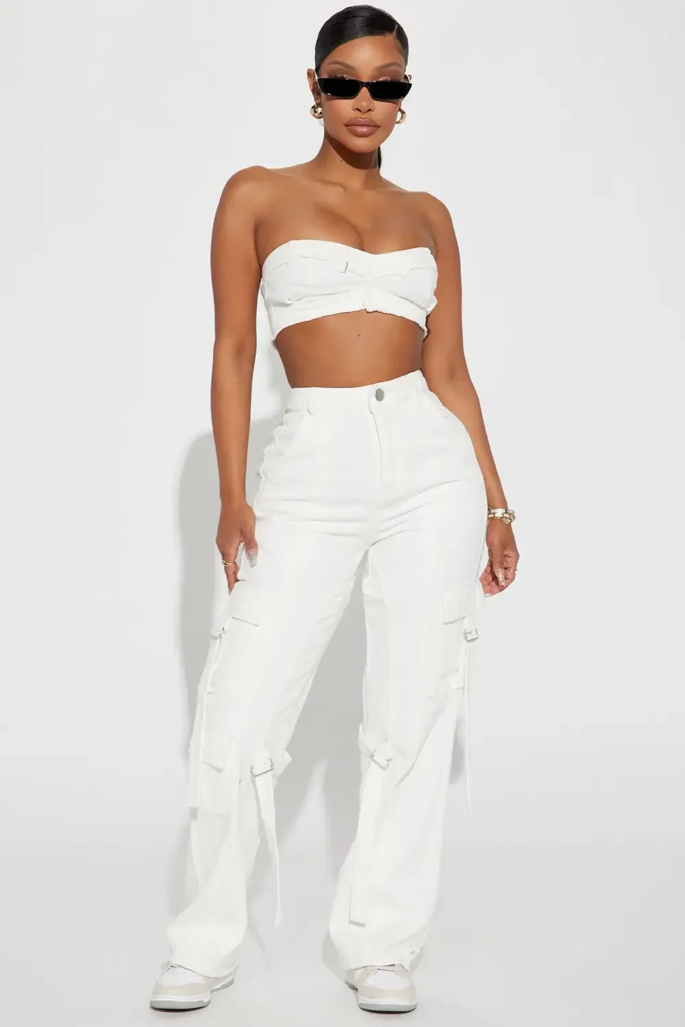 Out Of Time Non Stretch Cargo Jean - White