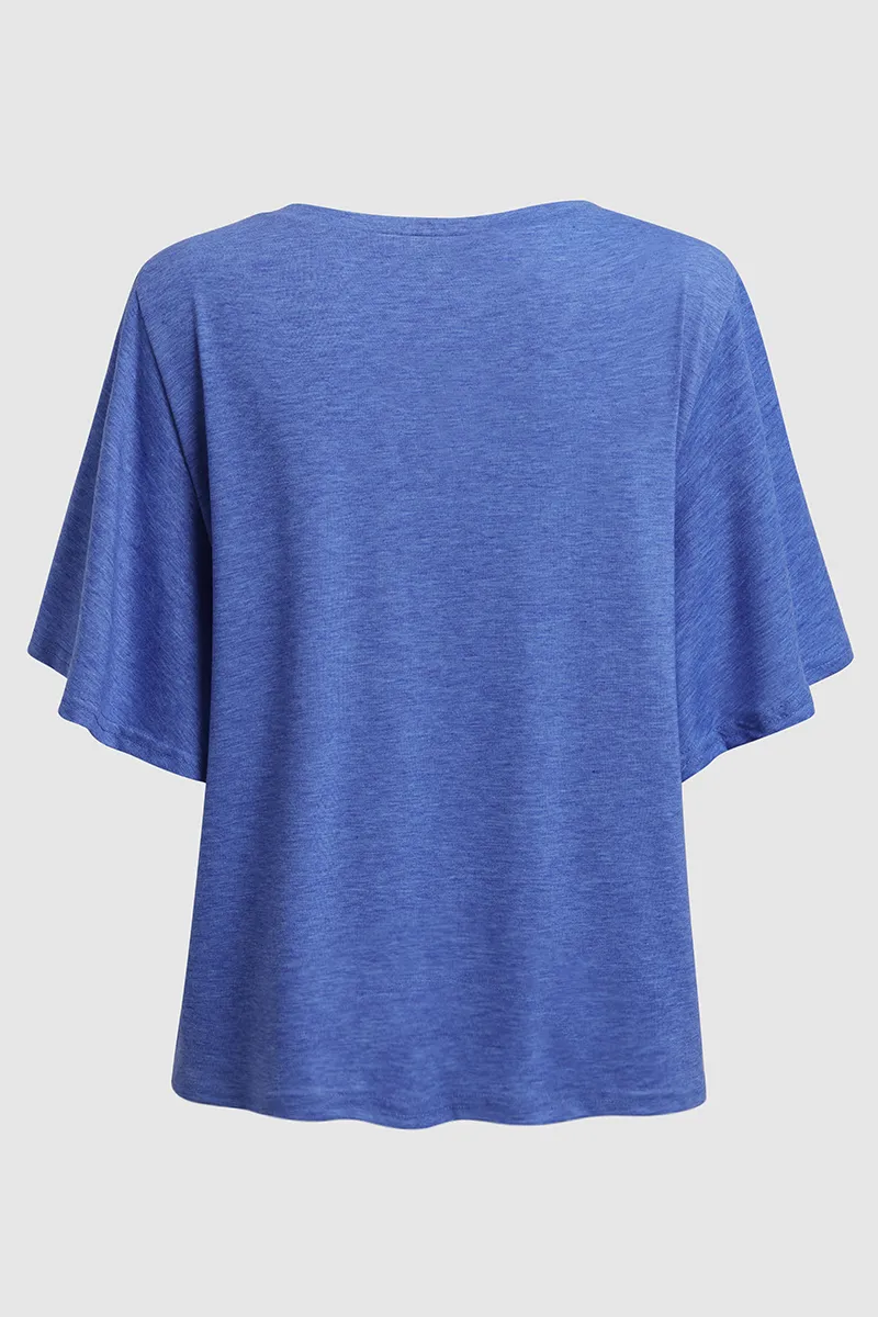 Solid Ruffle Armhole T-Shirt