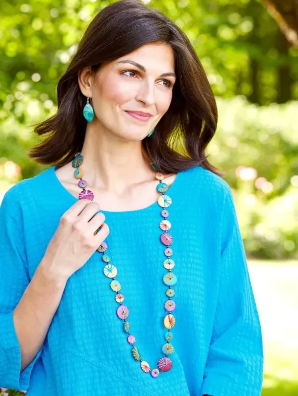 Colorful Wood Button Necklace