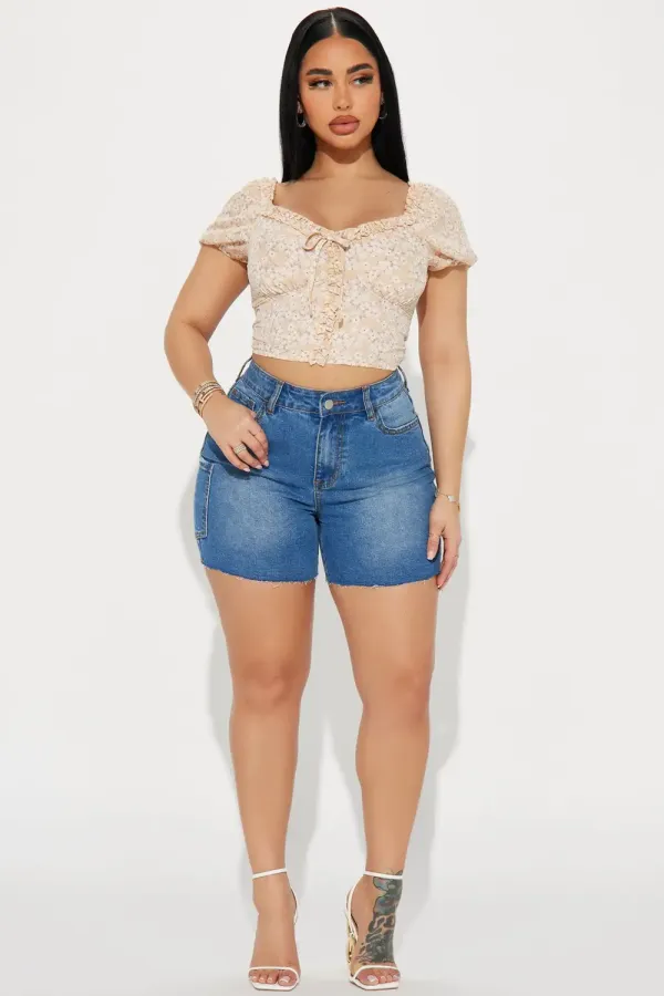 Pure Intentions Cut Off Denim Shorts - Medium Wash