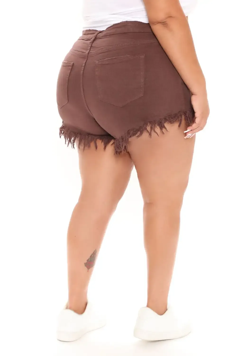 Only Good Energy Frayed Denim Shorts - Chocolate