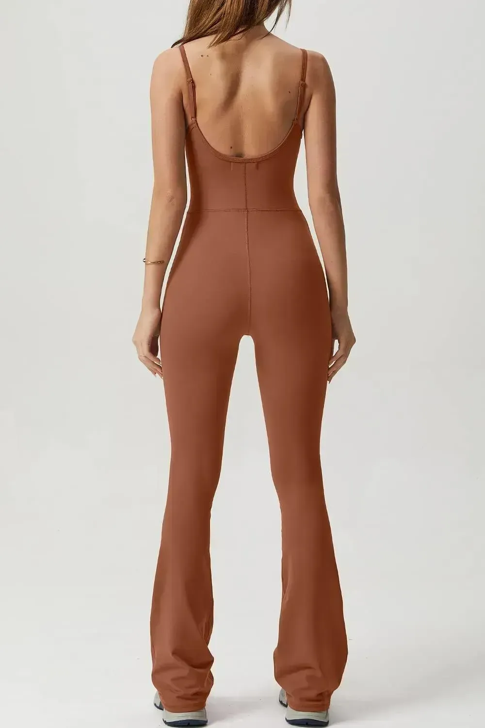 Flare Jumpsuits for Women Spaghetti Straps Scoop Neck Bodycon Full Length Casual Unitard Playsuit