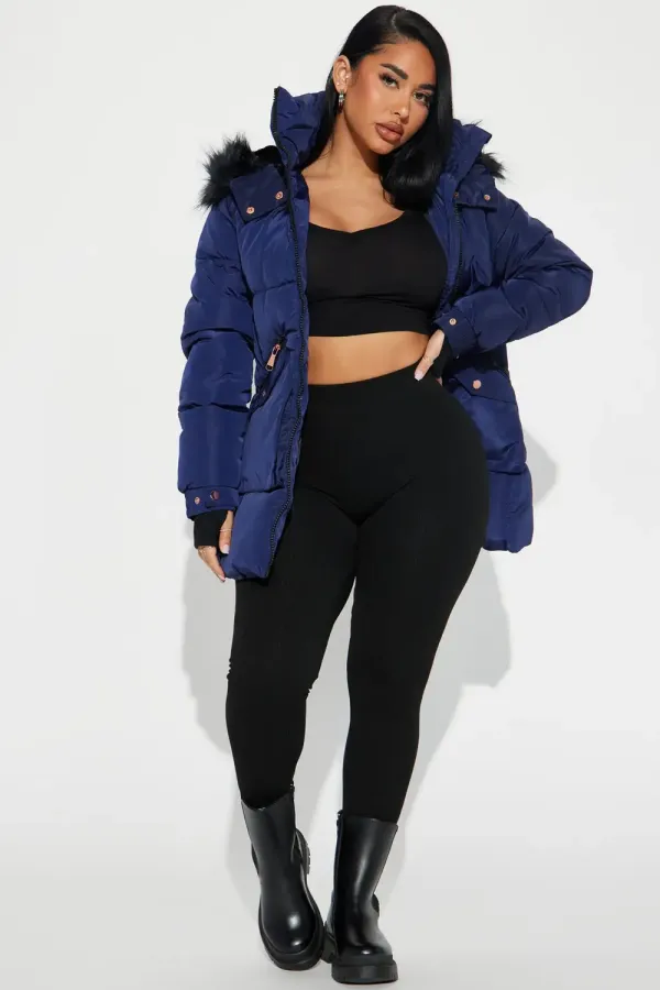 Cold Feelings Puffer Jacket - Navy