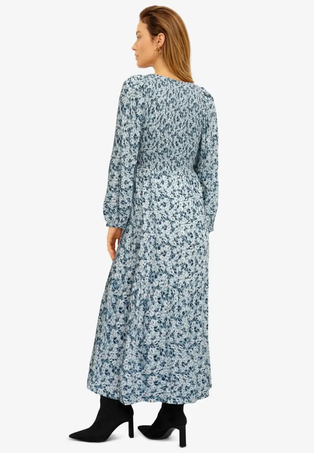 Smocked Bodice Tiered Midi Dress